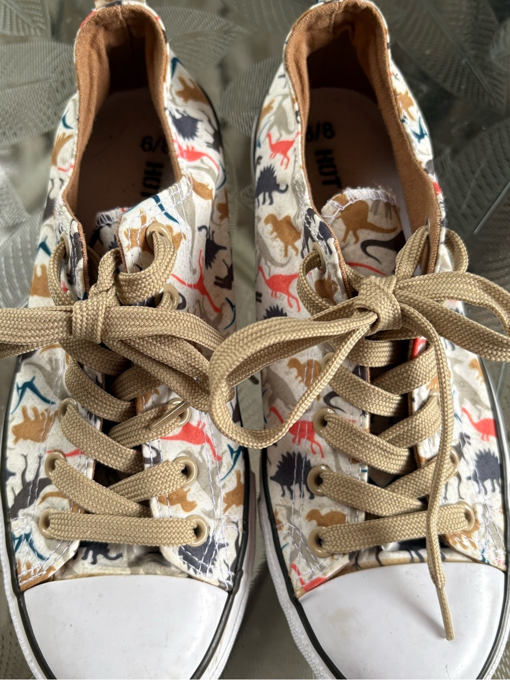 Hot Topic Canvas Sneakers with Multicolor Dinosaur Print - Sz W 8 /M 6